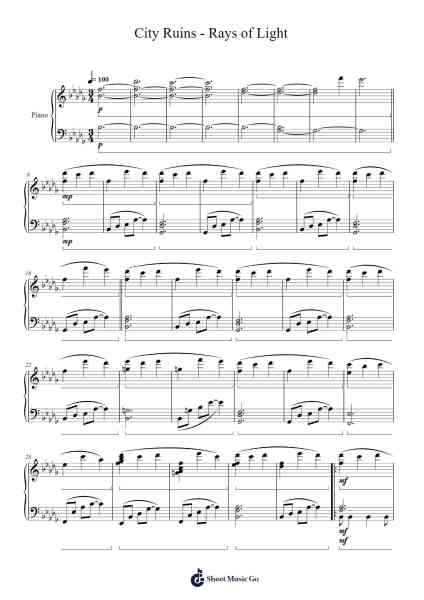City Ruins - Rays of Light Sheet Music by Keiichi Okabe-Arr.Sigwy Lorxine