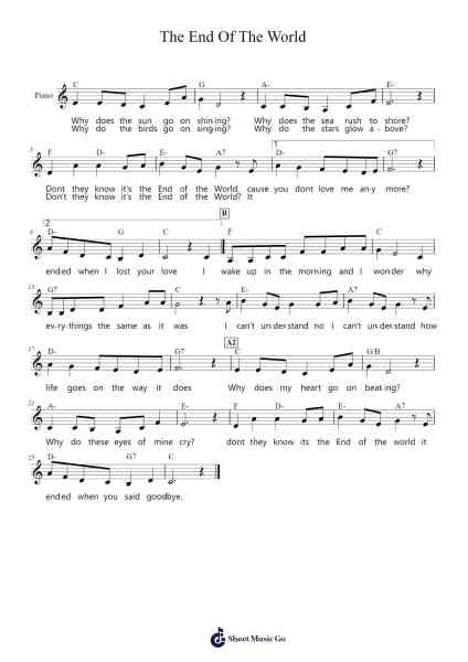 The End Of The World Sheet Music by Yulegus-Arr.Turdrea