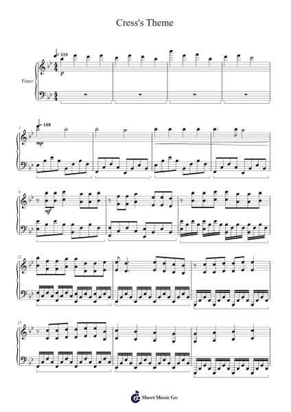 Cress's Theme Sheet Music by Emma Paavo-Arr.Cofpert Dilgrant
