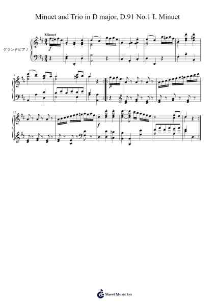 Minuet and Trio in D Major, D. 91 No. 1: I. Minuet Sheet Music by Christoph Graupner-Arr.Blouis