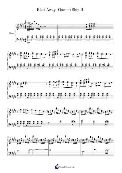 Blast Away -Gummi Ship II- Sheet Music by Yoko Shimomura-Arr.Zaharte Whlith