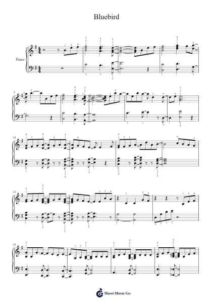 Bluebird Sheet Music by いきものがかり (Ikimono Gakari)-Arr.Frednice Daveburns