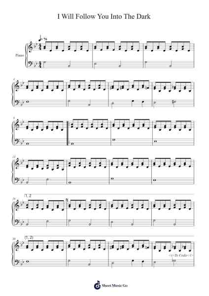 I Will Follow You Into The Dark Sheet Music by Death Cab for Cutie-Arr.Backpert Poexon