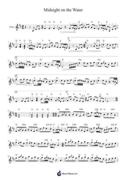 Midnight on the Water Sheet Music by Remi Geffroy/Alain Leon-Arr.Frannence Harstowe