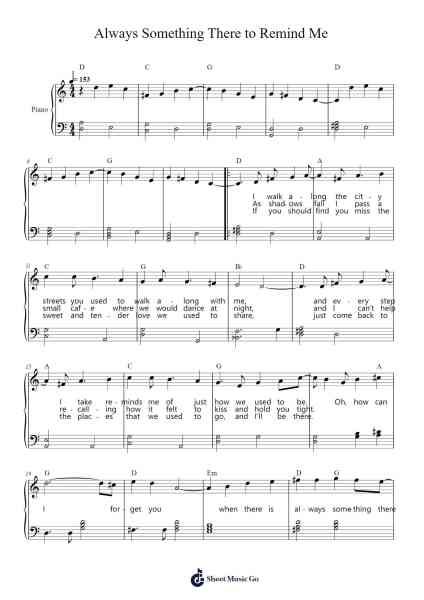 Always Something There to Remind Me Ноты для фортепиано от Burt Bacharach-Arr.Hewkay Brewstience