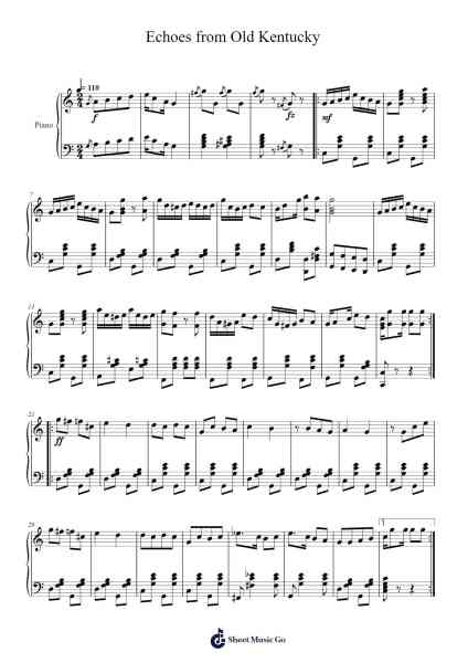 Echoes from Old Kentucky Sheet Music by Mynnie Dillingham-Arr.Famund Coothy