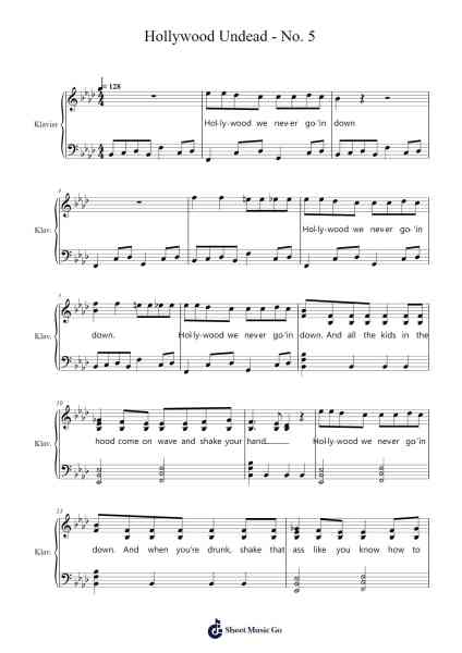 Hollywood Undead - No. 5 Sheet Music by Hollywood Undead-Arr.Shamens Xedric