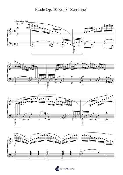 Chopin Etude Op. 10 No. 8 "Sunshine" Sheet Music by Chopin-Arr.Mattrie