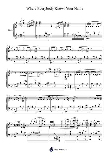 Where Everybody Knows Your Name Sheet Music by Gary Portnoy-Arr.Rhysboyce