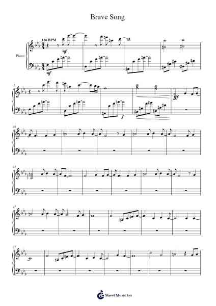 Brave Song Sheet Music by Samuel Devey-Arr.Bingpiers Georlance