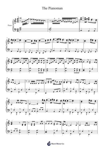 The Pianoman النوتات الموسيقية بواسطة Billy Joel-ترتيب.Morenah