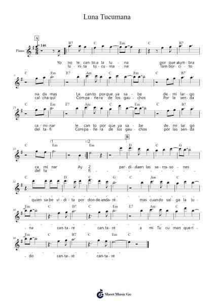 Luna Tucumana Sheet Music by Atahualpa Yupanki-Arr.Borgcon Keford