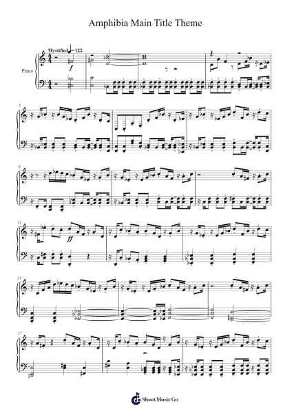 Amphibia Main Title Theme Sheet Music by Doug Petty/Paula Winger-Arr.Humlouie