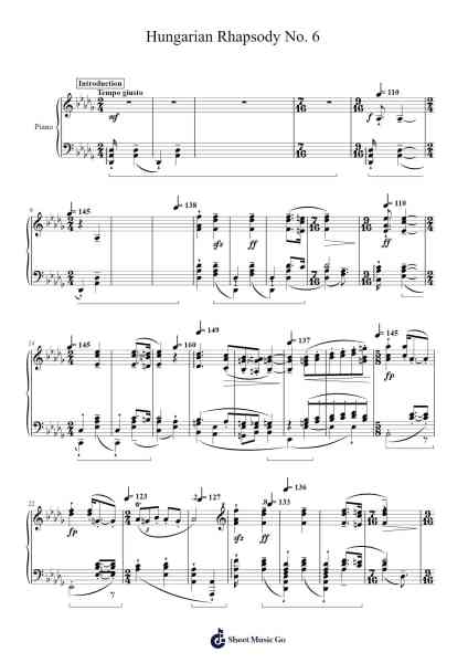 Hungarian Rhapsody No. 6 in D-flat Major, S. 244: VII. Presto Sheet Music by Franz Liszt-Arr.Roxantab Mushaw