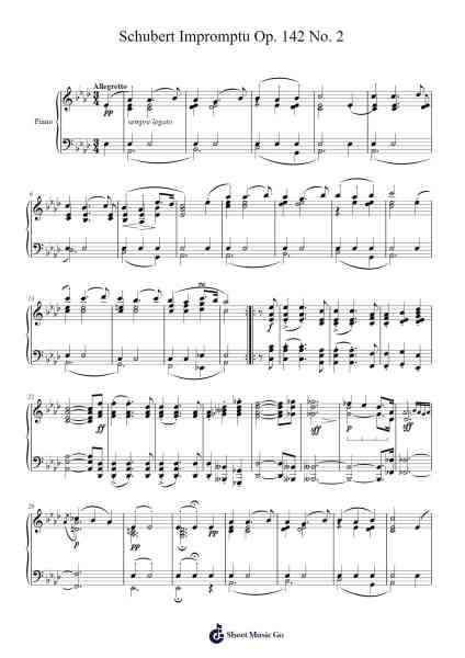 Impromptu in A-flat Major, D. 935, Op. 142 No. 2 Sheet Music by Franz Schubert-Arr.Chloekeats