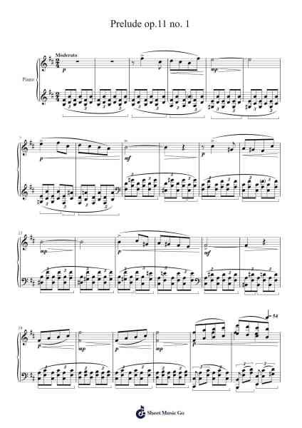 Prelude op.11 no. 1 Sheet Music by Anatoly Lyadov-Arr.Dierclaude Hedwill