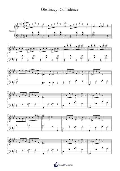 Obstinacy: Confidence Sheet Music by Michiru Oshima-Arr.Cookelus