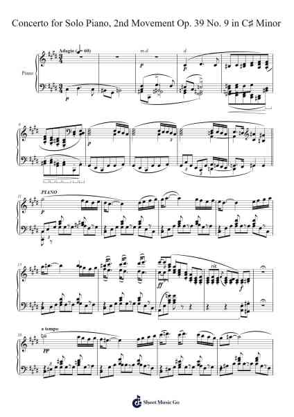 Concerto for Solo Piano, 2nd Movement Op. 39 No. 9 in C♯ Minor Sheet Music by Charles-Valentin Alkan-Arr.Betbur