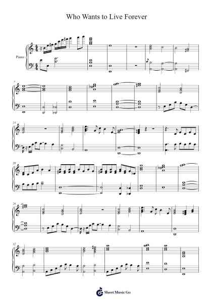 Who Wants to Live Forever Sheet Music by Freddie Mercury-Arr.Woomiah