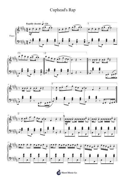 Cuphead's Rap Sheet Music by Ryo Nagamatsu-Arr.Pipril