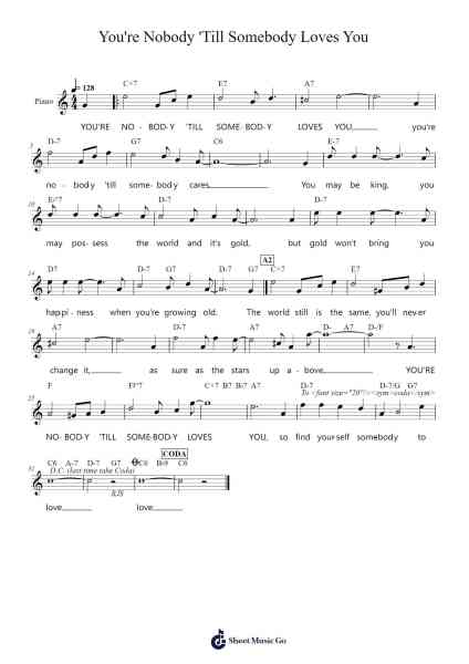 You're Nobody 'Till Somebody Loves You Sheet Music by Dean Martin-Arr.Dobing