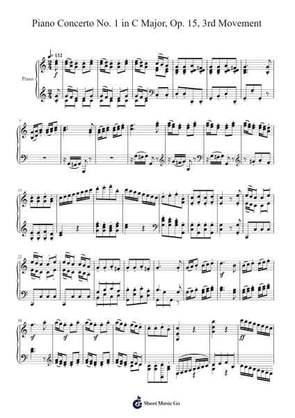 Piano Concerto No. 1 in C Major, Op. 15: III. Rondo (Allegro) Sheet Music by Vincent-Arr.Watblack Jackcoln