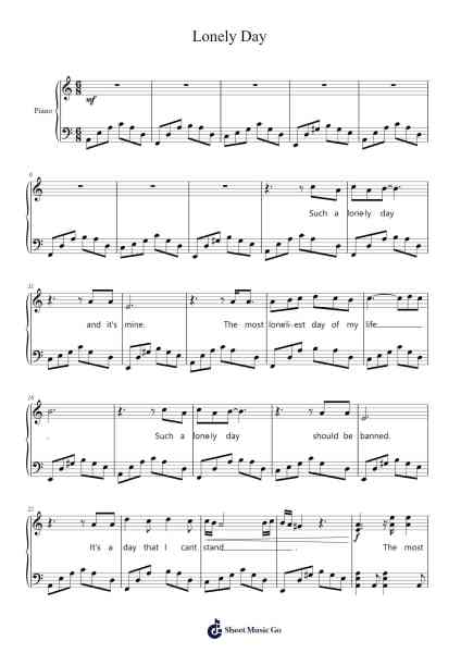 Lonely Day Sheet Music by System of a Down-Arr.Lynchric