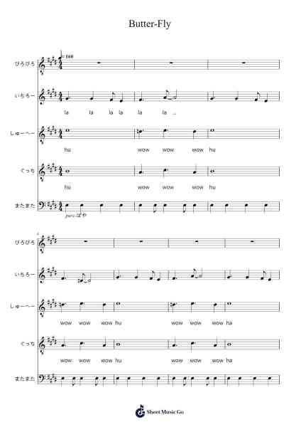 Butter-Fly Sheet Music by gucchi-Arr.Mondlius