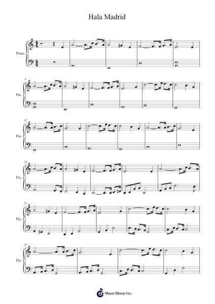 Hala Madrid Sheet Music by RedOne-Arr.Lanme