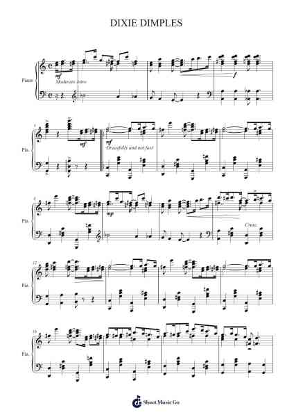 DIXIE DIMPLES Sheet Music by Scott Joplin-Arr.Maudtance Waybert