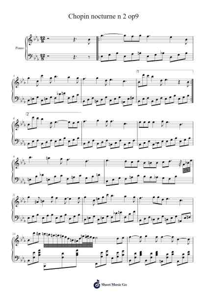 Nocturne No. 2 in E-Flat Major, Op. 9, No. 2 Sheet Music by Frédéric Chopin-Arr.Swinale Reedria