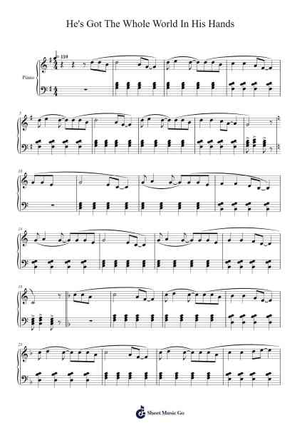 He's Got the Whole World in His Hands Sheet Music by Spiritual-Arr.Saske
