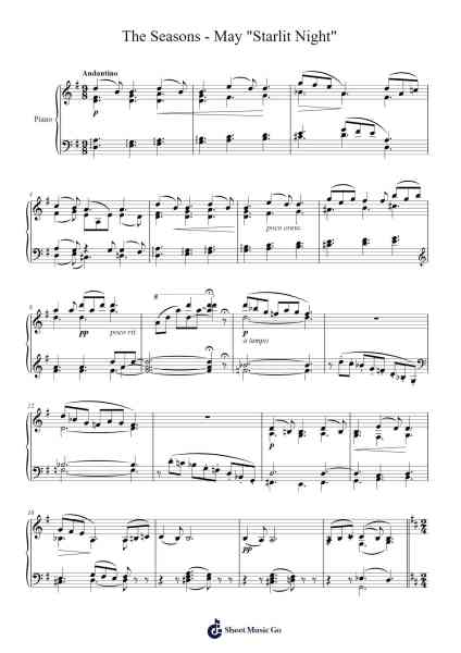 The Seasons - May "Starlit Night" Sheet Music by Pyotr Ilyich Tchaikovsky-Arr.Readenee Foxmiles