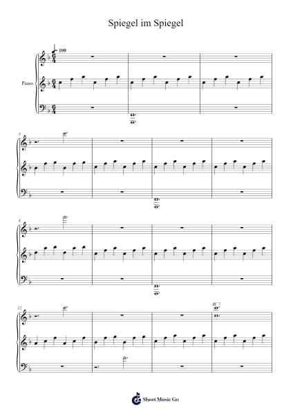 Spiegel im Spiegel Notenblatt von Arvo Pärt-Arr.Copclife Hudvan