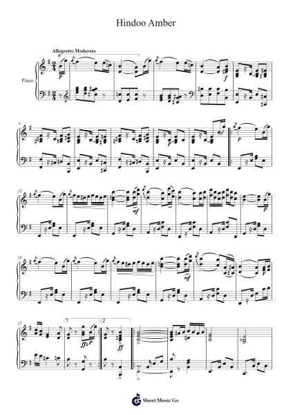 Hindoo Amber Sheet Music by Ernest Smith-Arr.Humglas Leathus