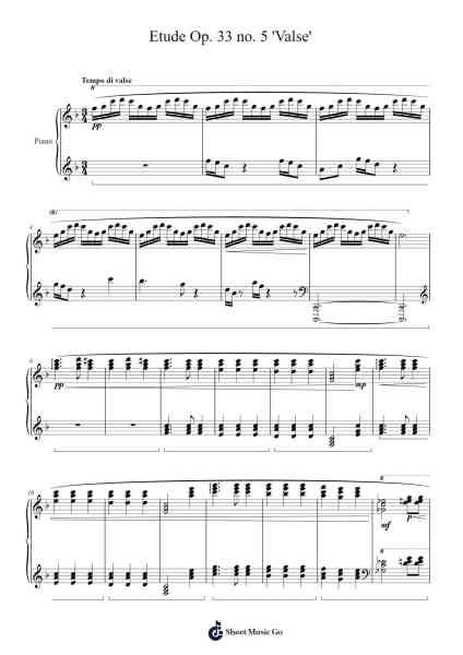 Etude Op. 33 no. 5 'Valse' Sheet Music by K. H. J.-Arr.Houscar Moulwat