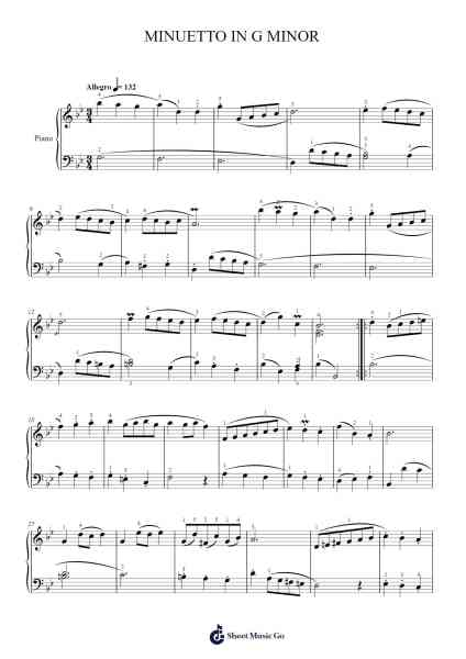 Minuet in G Minor, BWV Anh. 115 Sheet Music by Johann Sebastian Bach-Arr.Auwolf