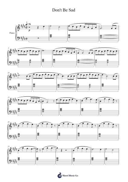 Don't Be Sad 樂譜由 Tate McRae - 編曲 Davehume