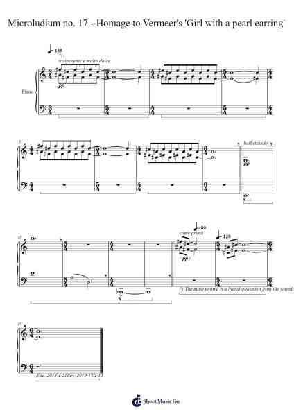 Microludium no. 17 - Homage to Vermeer's 'Girl with a pearl earring' Sheet Music by Naburne-Arr.Swinfred Clarkdiah