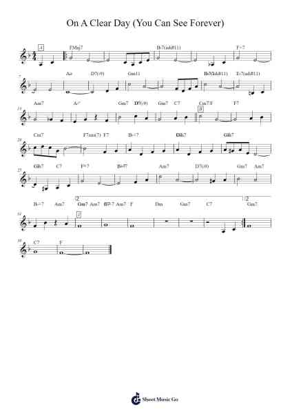 On a Clear Day (You Can See Forever) Sheet Music by Burton Lane-Arr.Westier Haylay