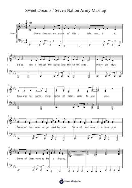Sweet Dreams / Seven Nation Army Mashup Notenblatt von Pomplamoose-Arr.Jonesram Bonah