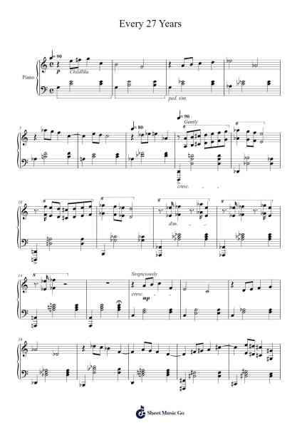 Every 27 Years Musica per pianoforte di Benjamin Wallfisch - Arr.Thodorece