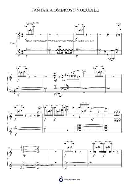 Fantasia Ombroso Volubile for Solo Piano "Insects" Sheet Music by John Martin-Arr.Priestvy