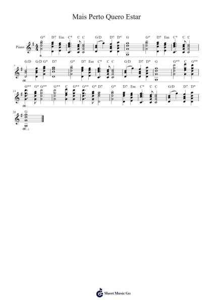 Mais Perto Quero Estar 樂譜由 Chrismark Megan - 編曲 Woltier