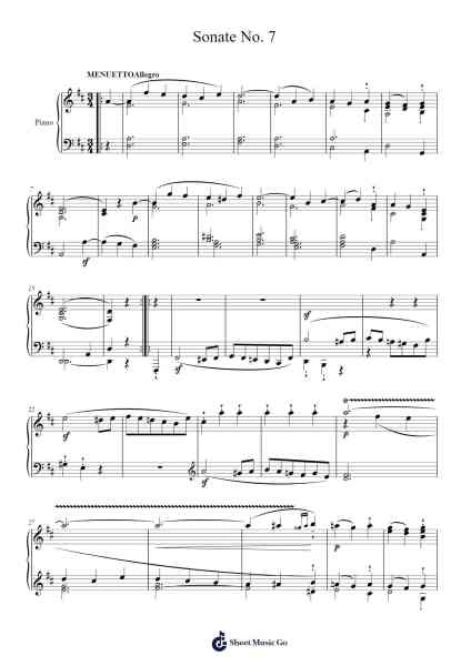 Sonate No. 7, 3rd Movement Sheet Music by Ludwig van Beethoven-Arr.Wrightrae