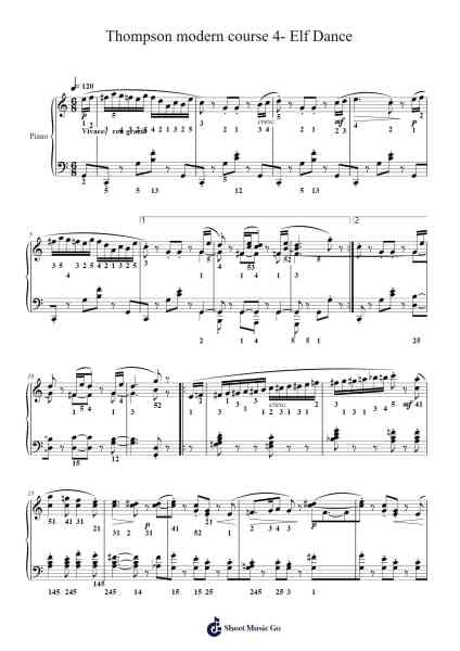 Thompson modern course 4- Elf Dance Sheet Music by John Thompson-Arr.Pullamb