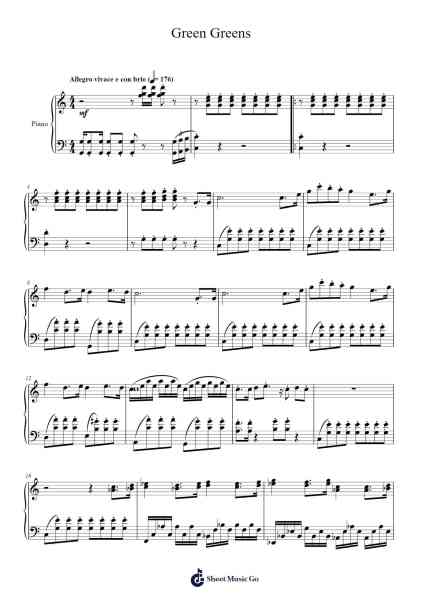 Green Greens - Sonata-Allegro Form Sheet Music by Jun Ishikawa-Arr.Haleale Quildy