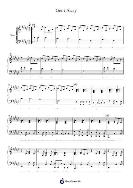 Gone Away Sheet Music by Lucy Schwartz-Arr.Cecus Yepher