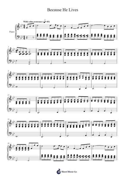Because He Lives Sheet Music by William J. Gaither/Gloria Gaither/Chris Tomlin/Daniel Carson/Ed Cash/Jason Ingram/Matt Maher-Arr.Bautab