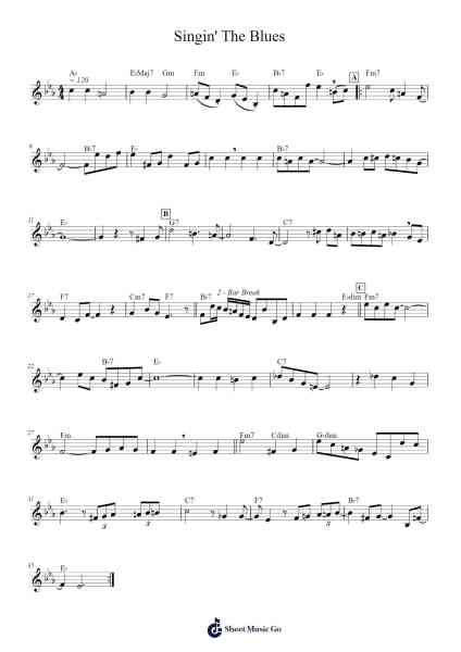 Singin' The Blues Sheet Music by Con Conrod-Arr.Bellper Cowcolm